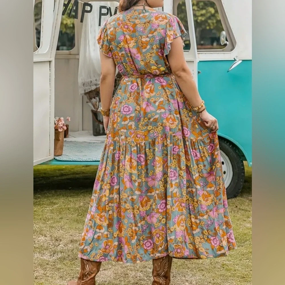 RusttyDustty Summer Boho Floral Dress Women’s 2XL 100% Vicose EUC - Picture 11 of 11